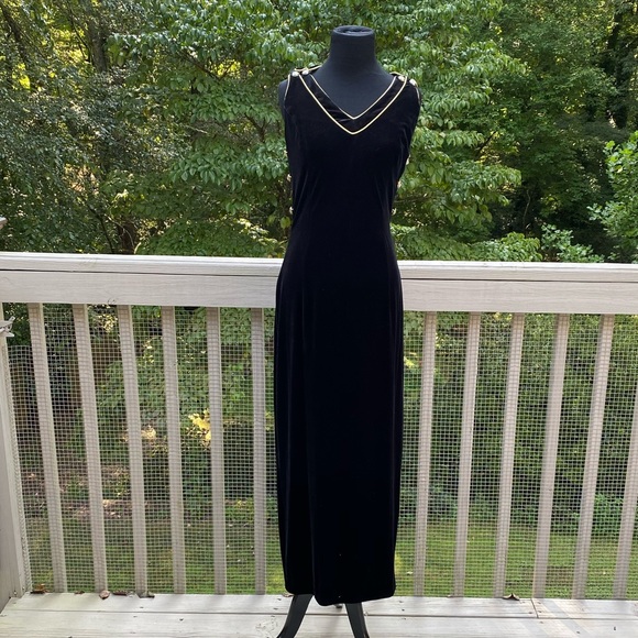 Vintage 90s Velvet Criss Cross Back  Slinky Gown - Picture 2 of 10